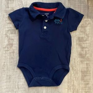 Carter’s Baby Boy’s short sleeve collared onesie, size 9 months